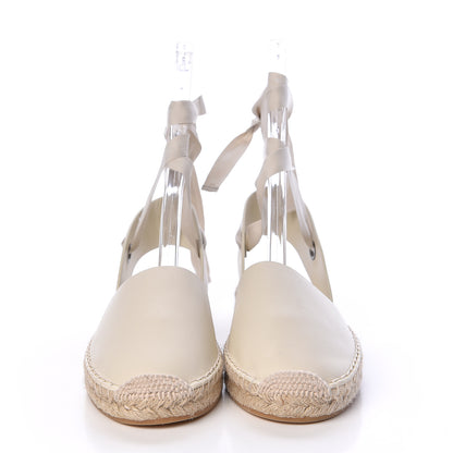 Christian Dior Calfskin Nicely-D Ankle Tie Espadrilles Flats 39 Off White 2 of 7