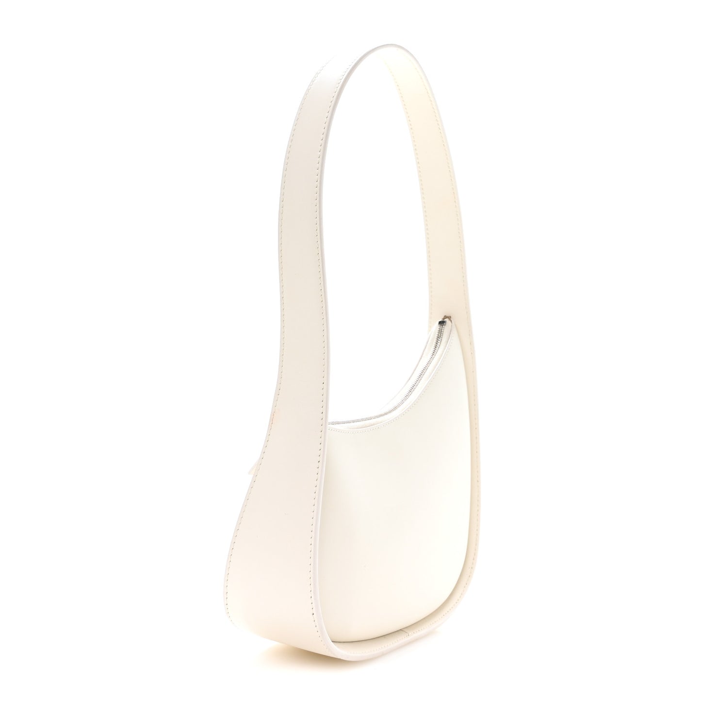 Smooth Calfskin Half Moon Shoulder Bag New Ivory