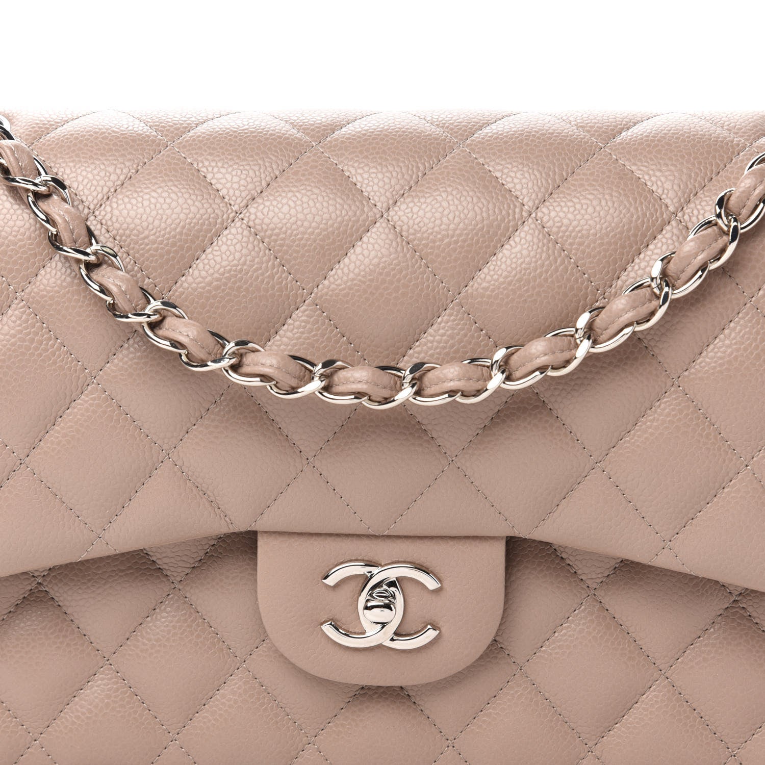 Chanel Caviar Quilted Jumbo Double Flap Beige 10 of 11