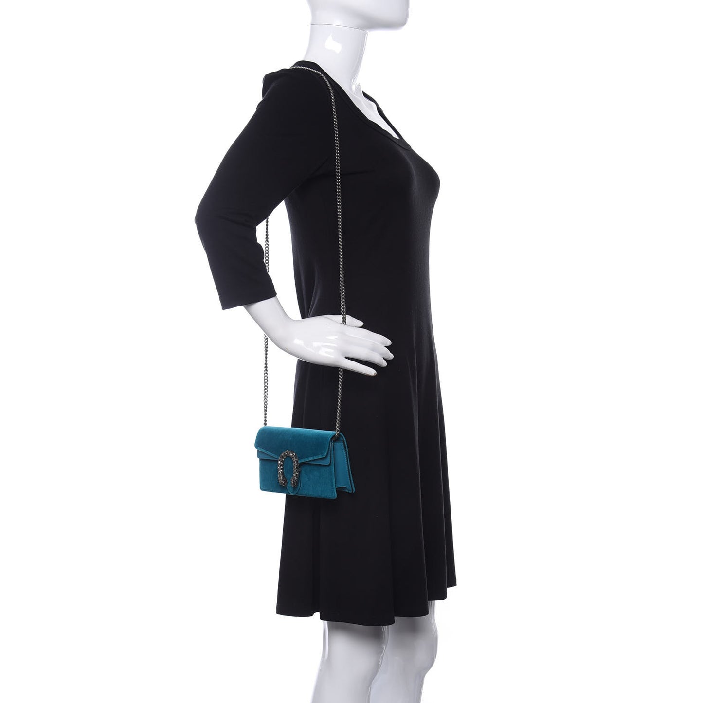 Velvet Super Mini Dionysus Shoulder Bag Pavone Cyan
