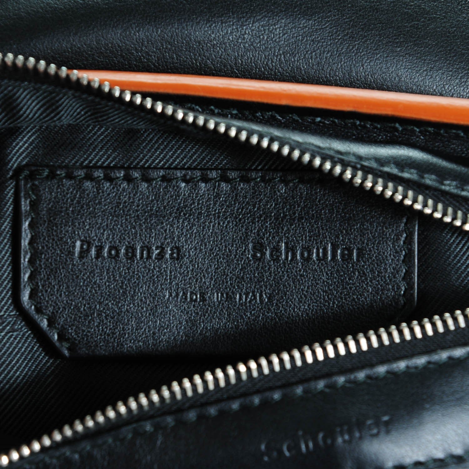 Proenza Schouler Calfskin Medium Whipstitch PS1 Satchel Black Orange 7 of 8