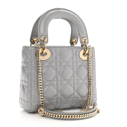 Christian Dior Lambskin Cannage Mini Lady Dior Grey 2 of 12