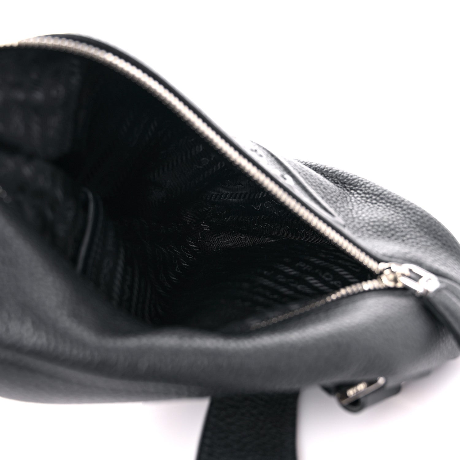Prada Vitello Daino Logo Embossed Cross Sling Backpack Black 4 of 7