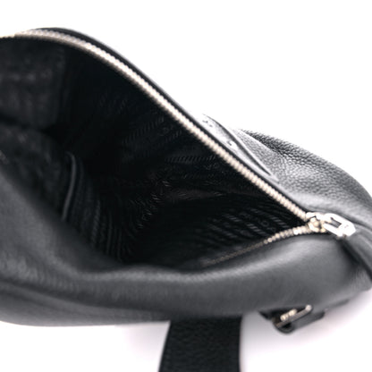 Prada Vitello Daino Logo Embossed Cross Sling Backpack Black 4 of 7