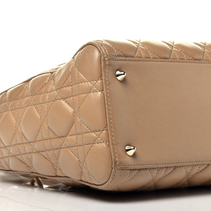 Christian Dior Lambskin Cannage Medium Lady Dior Beige 9 of 10