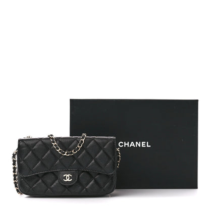 Chanel Caviar Quilted Flap Phone Holder With Chain Black 15 of 15