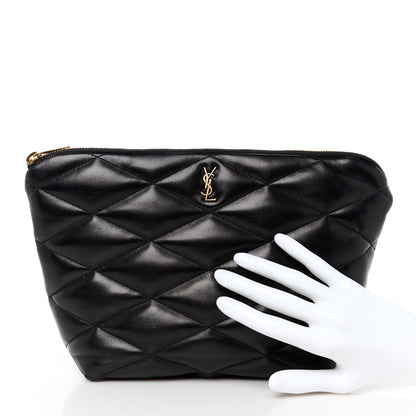 Saint Laurent Lambskin Monogram Medium Sade Puffer Pouch Black 2 of 10