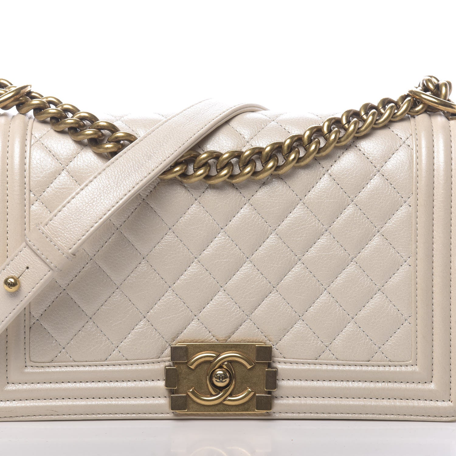 Chanel Iridescent Goatskin Medium Boy Flap Light Gold 13 of 14