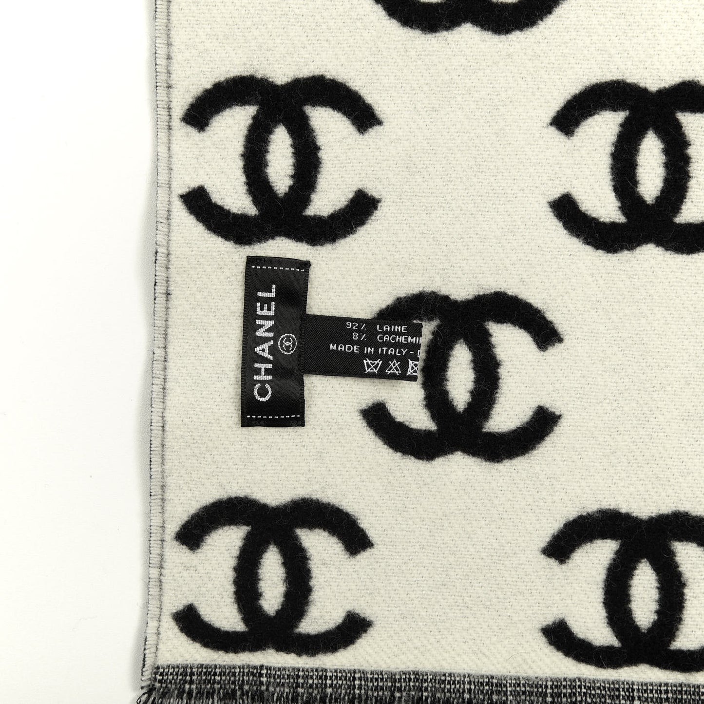 Wool Cashmere CC Scarf Black White