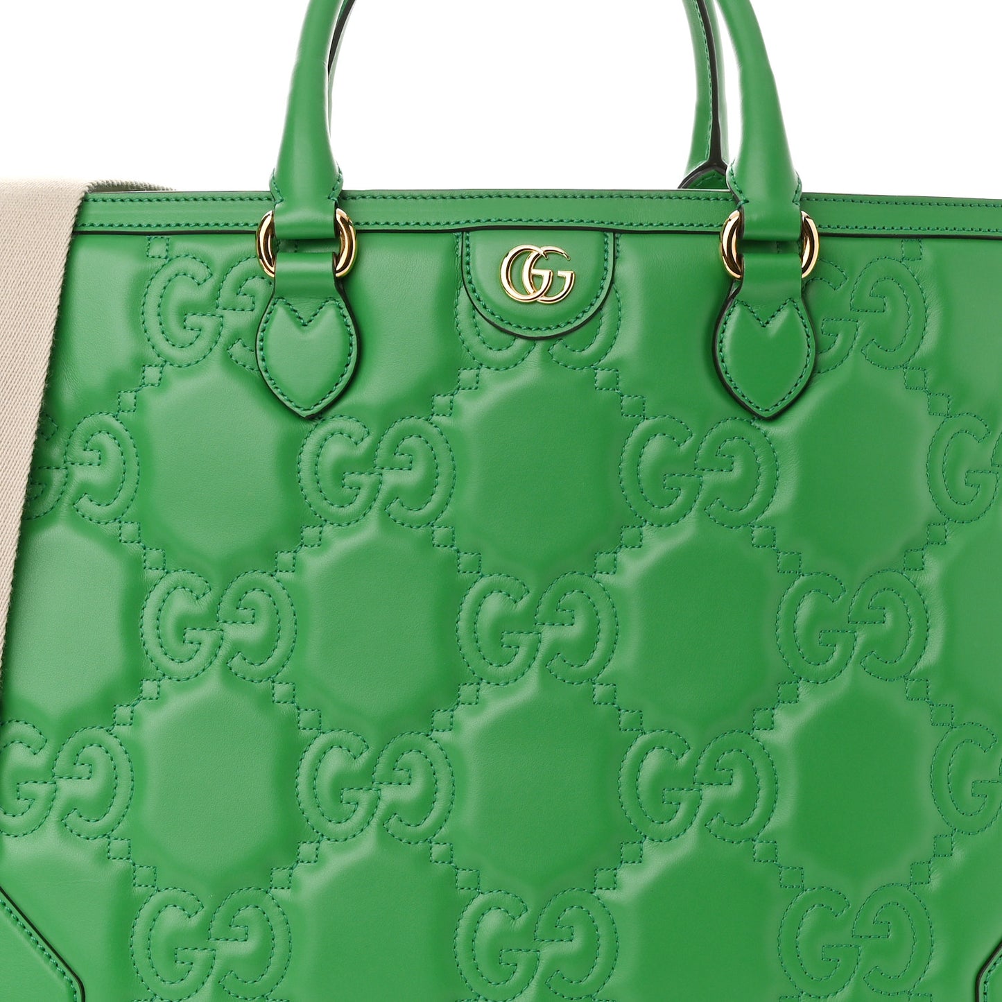 Calfskin GG Matelasse Tote Bag Bright Green