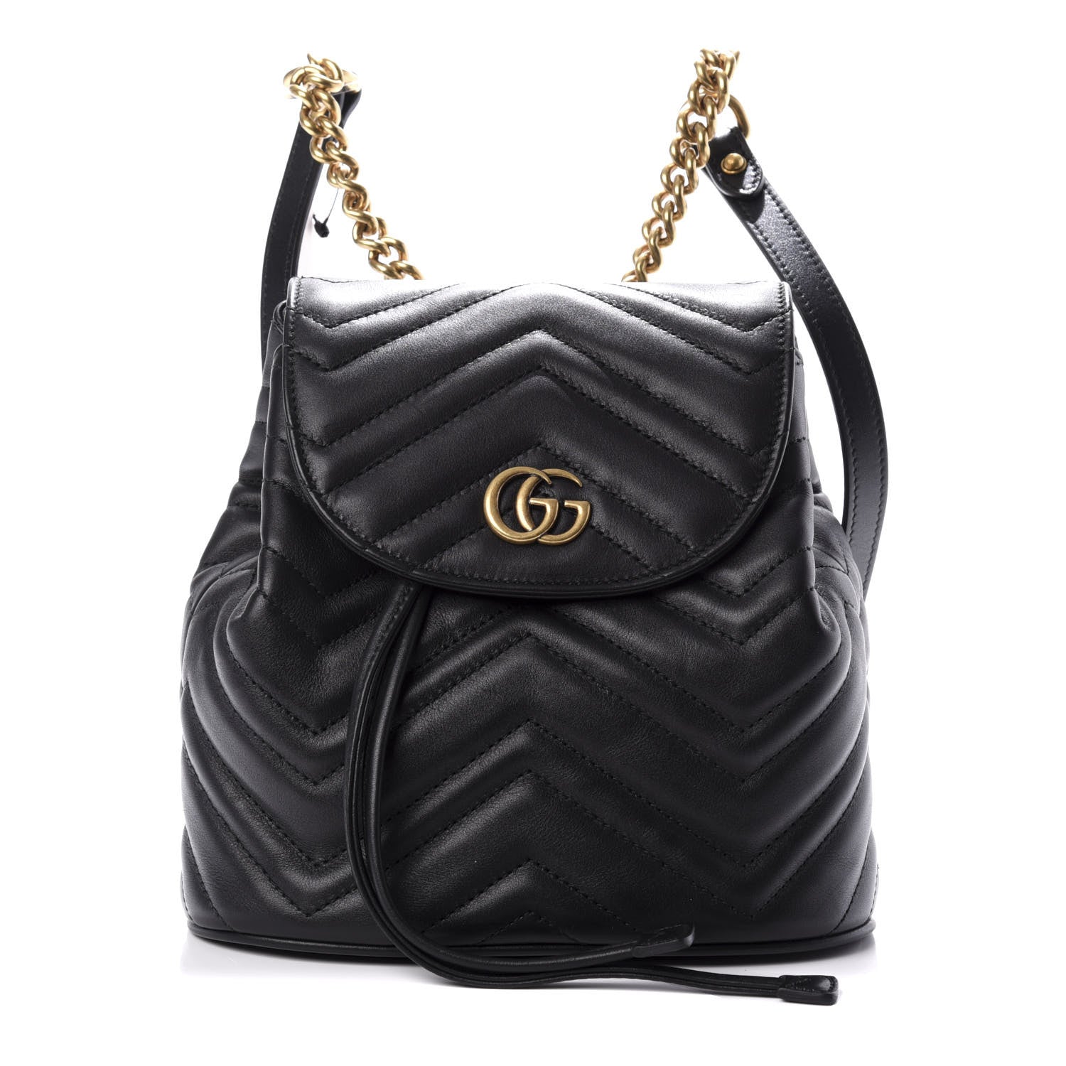 Gucci Calfskin Matelasse GG Marmont Flap Backpack Black 1 of 9