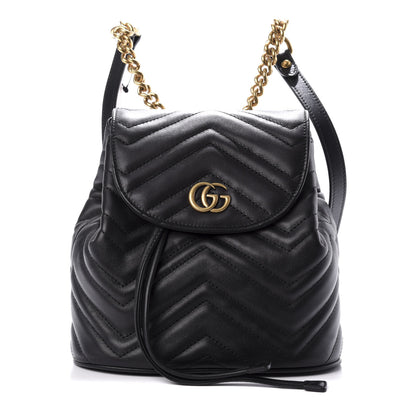 Gucci Calfskin Matelasse GG Marmont Flap Backpack Black 1 of 9