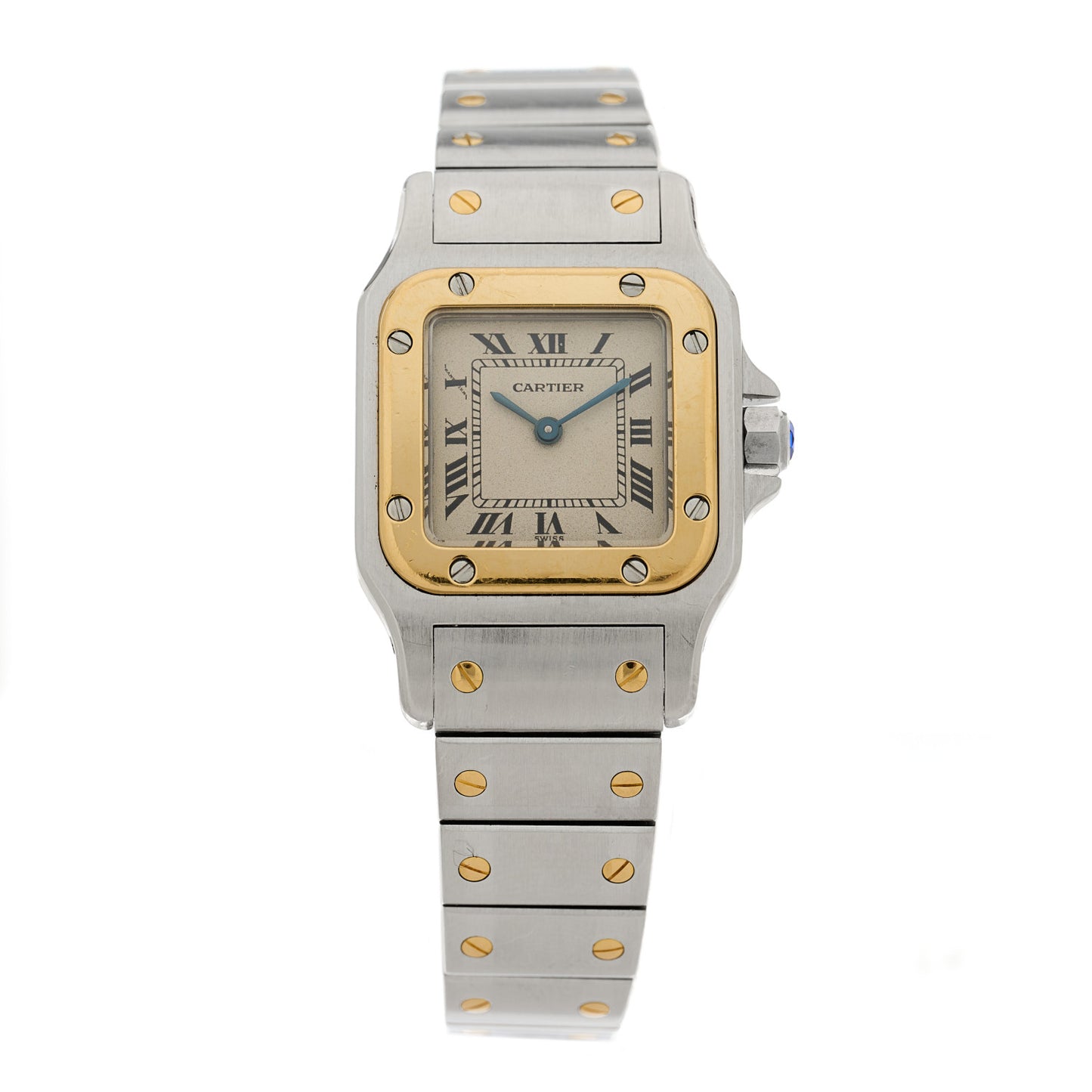 Stainless Steel 18K Yellow Gold 24mm Santos De Cartier Galbee Quartz Watch