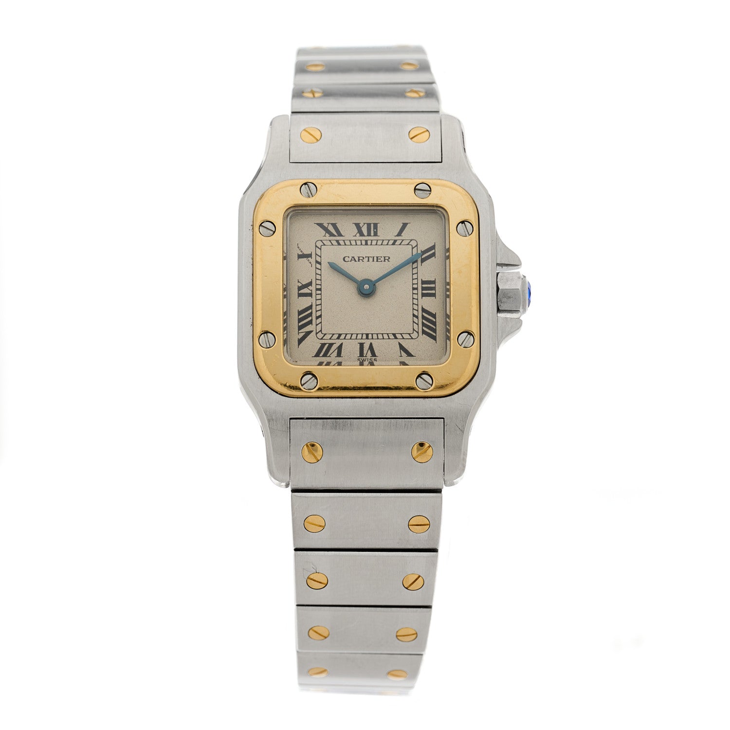 Cartier Stainless Steel 18K Yellow Gold 24mm Santos De Cartier Galbee Quartz Watch 1 of 4