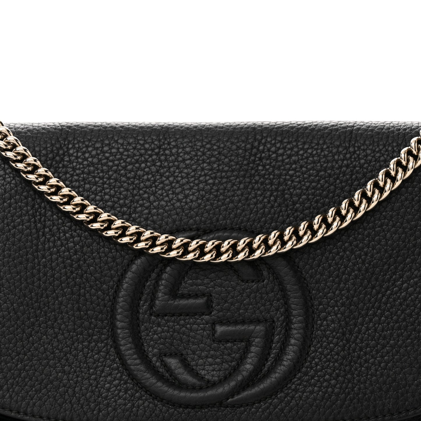 Pebbled Calfskin Medium Soho Flap Crossbody Black