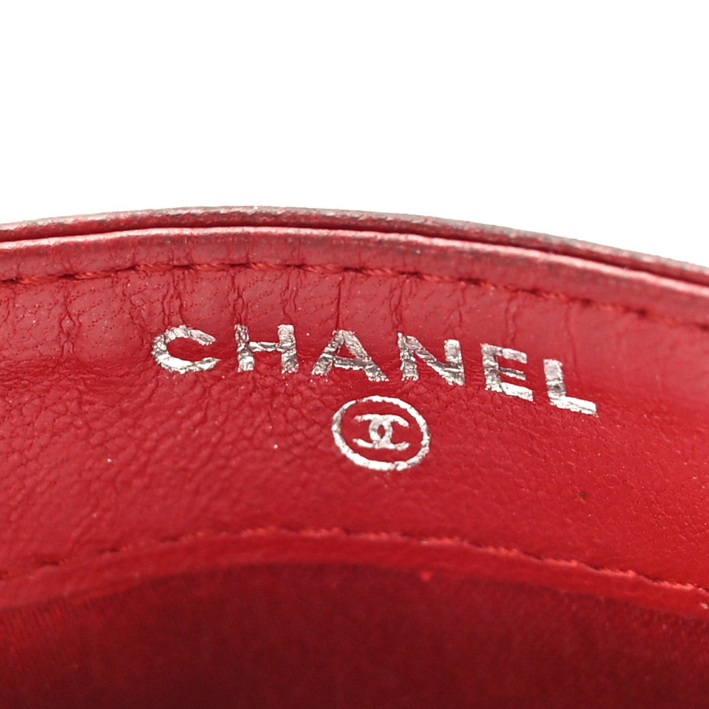 Chanel Lambskin Camellia Card Holder Dark Red 6 of 11