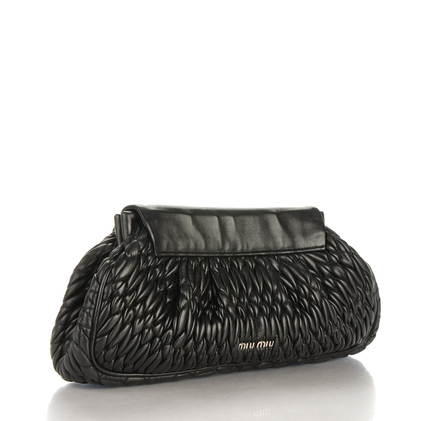 Nappa Matelasse Crystal Flap Clutch Black