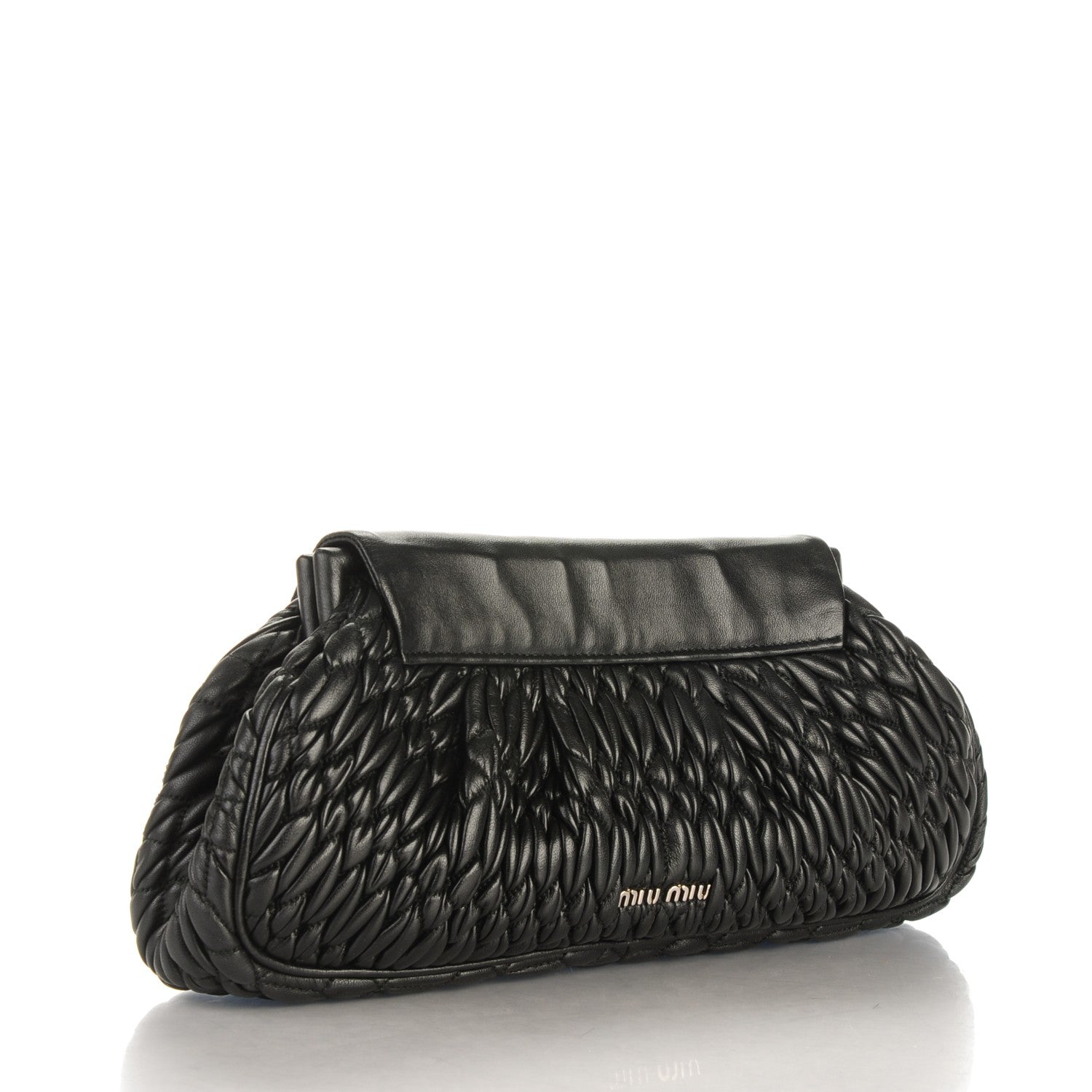 Miu Miu Nappa Matelasse Crystal Flap Clutch Black 3 of 7