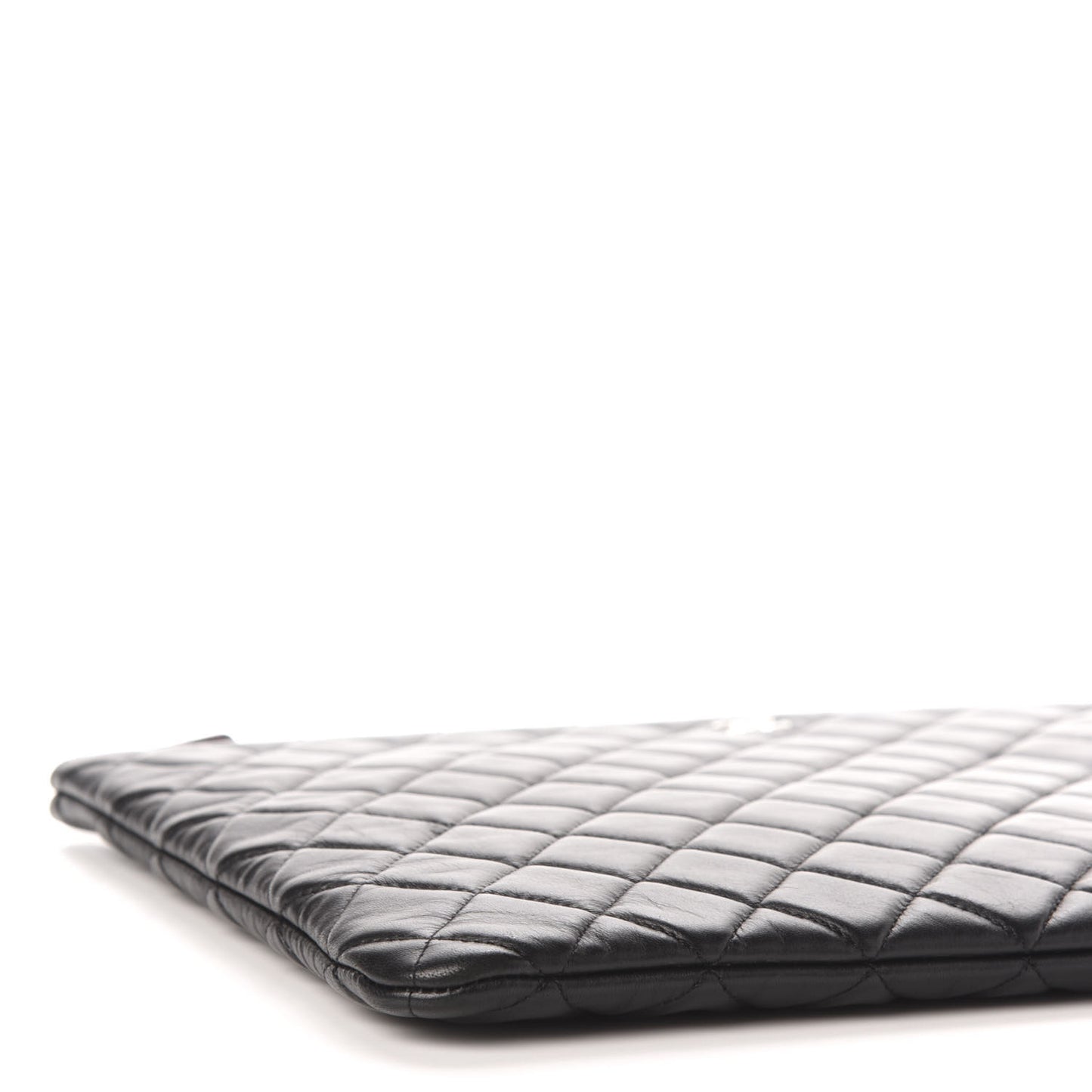 Lambskin Quilted Large Cosmetic Case Black
