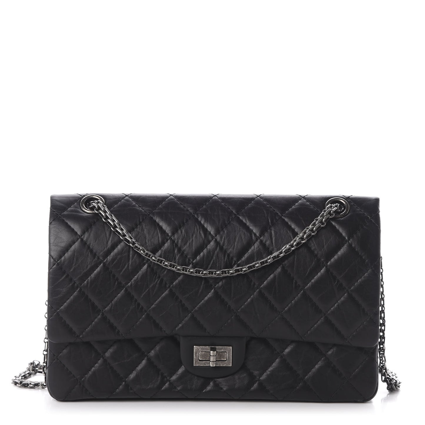 Aged Calfskin Quilted 2.55 Reissue 226 Flap Black