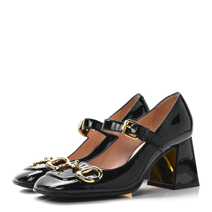Gucci Patent Womens Horsebit Mid-Heel Mary Jane Pumps 37 Black 3 of 9