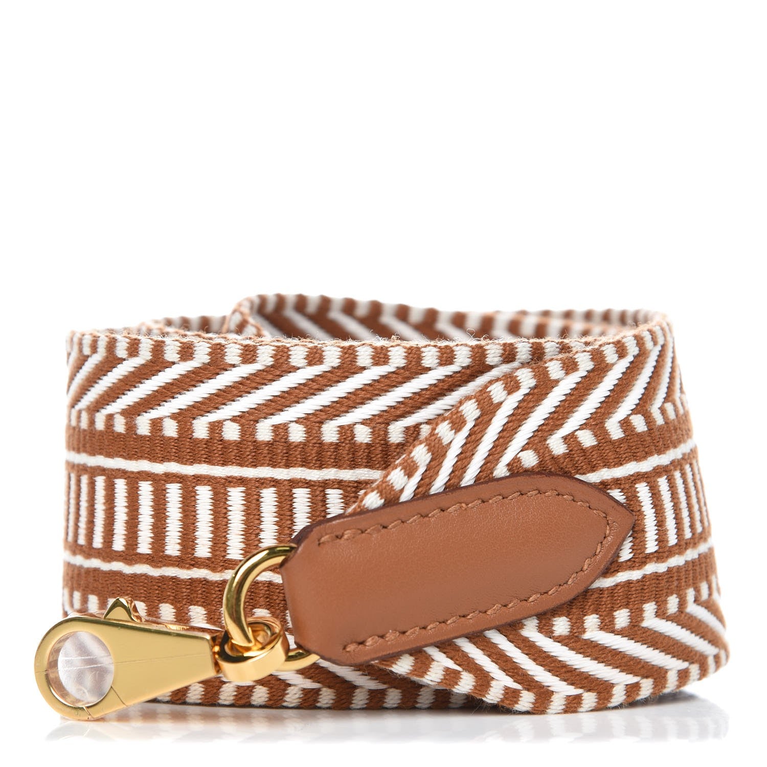 Hermes Toile Swift 50mm Sangle Cavale Shoulder Strap Ecru Beige Gold 1 of 5