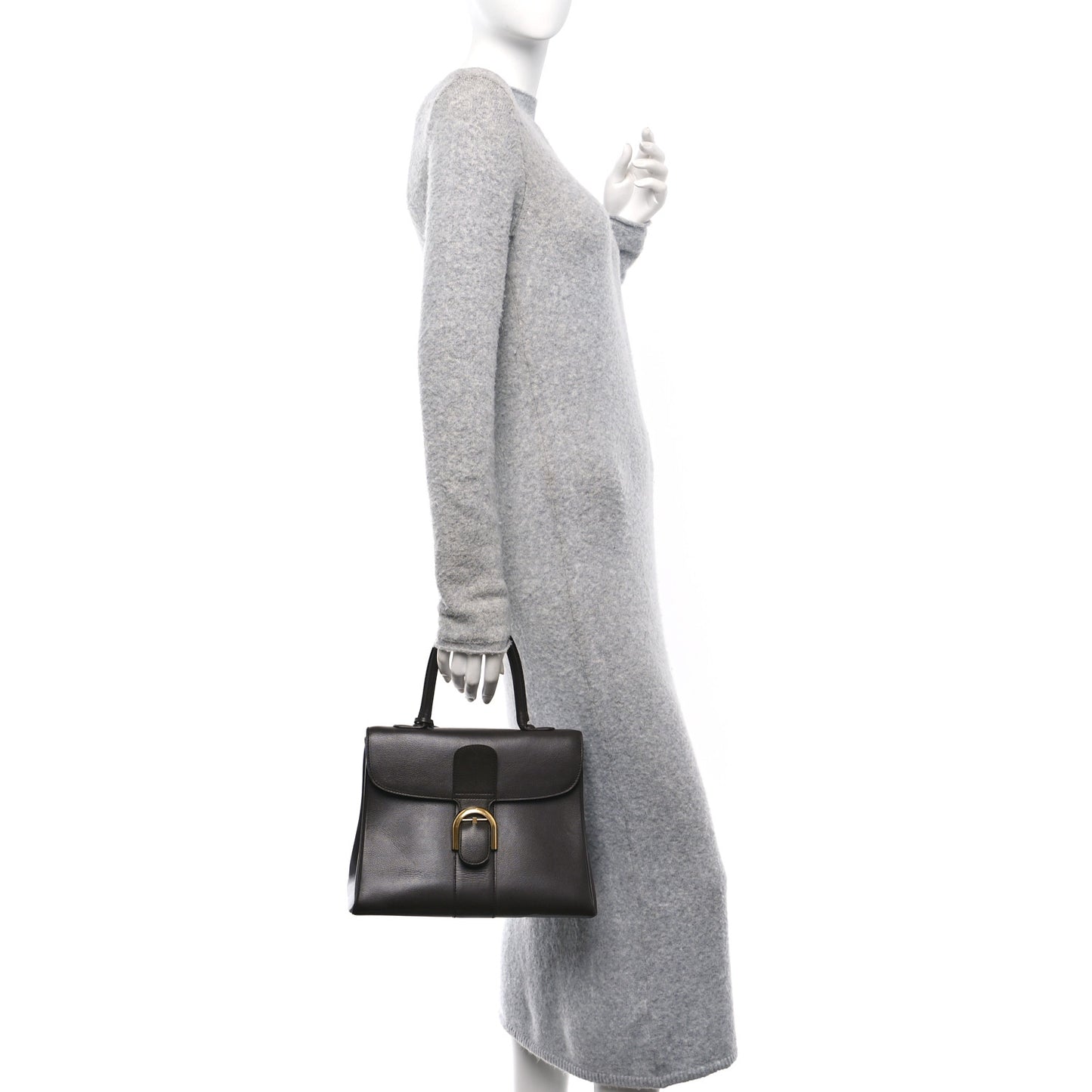 Grained Calfskin MM Brillant Satchel Brown