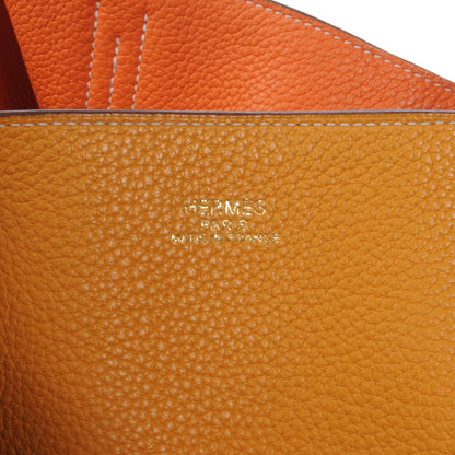 Hermes Taurillon Clemence Double Sens Reversible Tote Moutarde and Orange 5 of 7