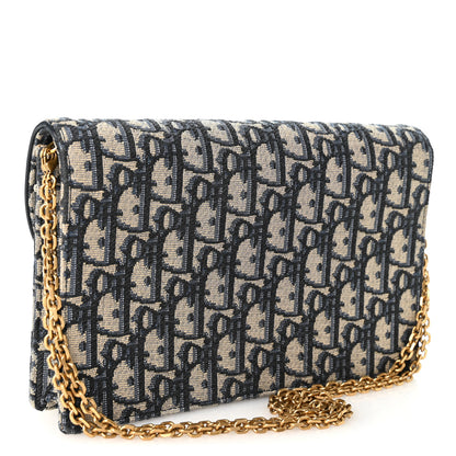 Christian Dior Oblique Saddle Chain Pouch Blue 3 of 9