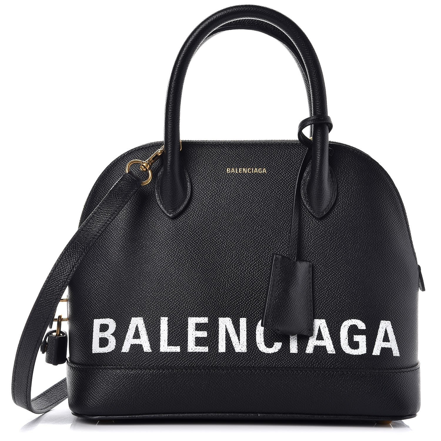 Balenciaga Signature Grained Calfskin Logo S Ville Top Handle Bag Black 1 of 7