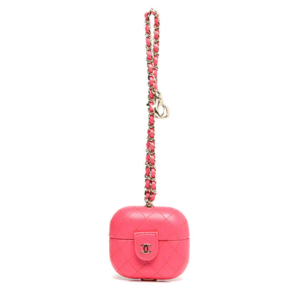 Chanel Lambskin Quilted Airpods Pro Case With Chain Pink 1 of 7