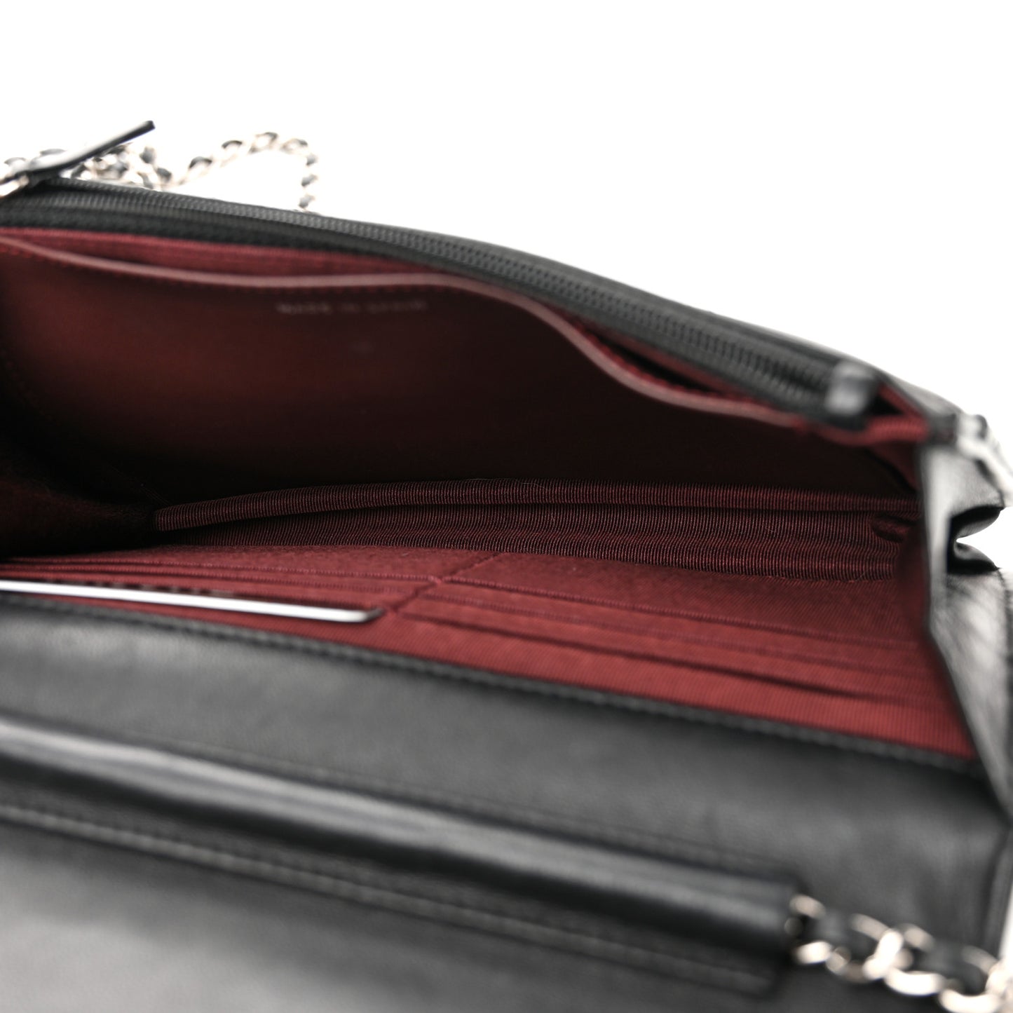 Lambskin Quilted Wallet On Chain WOC Black