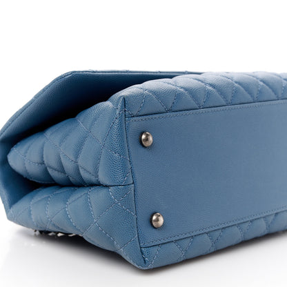 Chanel Caviar Quilted Small Coco Handle Flap Blue 10 of 11