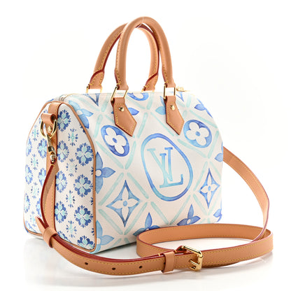 Louis Vuitton Monogram Tiles By The Pool Speedy Bandouliere 25 Lagoon Blue 3 of 9