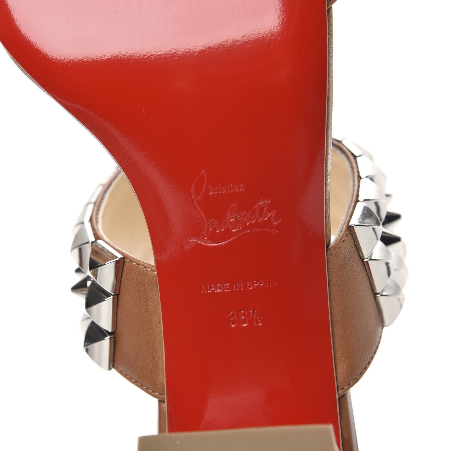Christian Louboutin Calfskin Tina Goes Mad 55 Slide Sandals 38.5 Cuoio 7 of 10