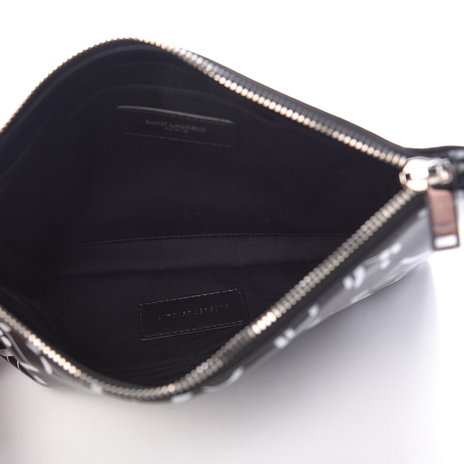 Saint Laurent Calfskin Musical Notes Zip Pouch Black 5 of 12