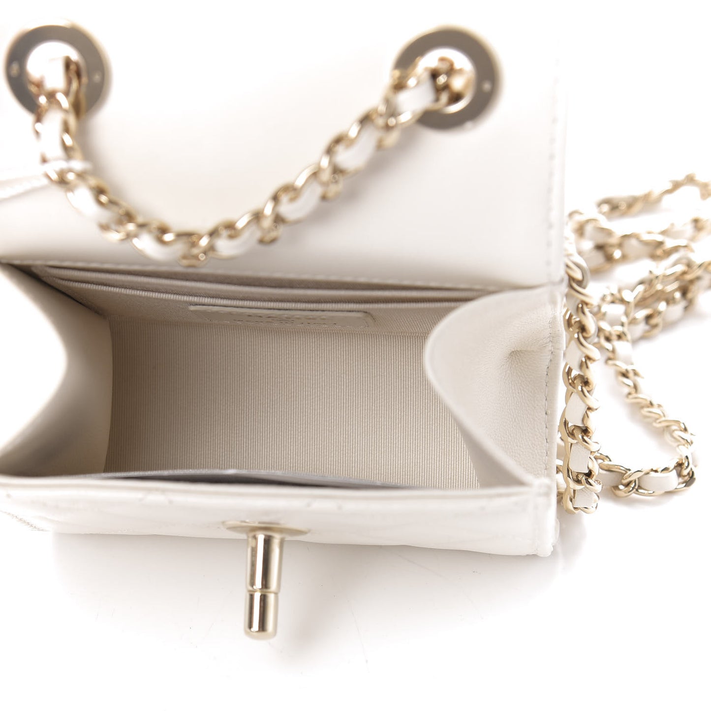 Lambskin Quilted Mini Trendy CC Chain Wallet White