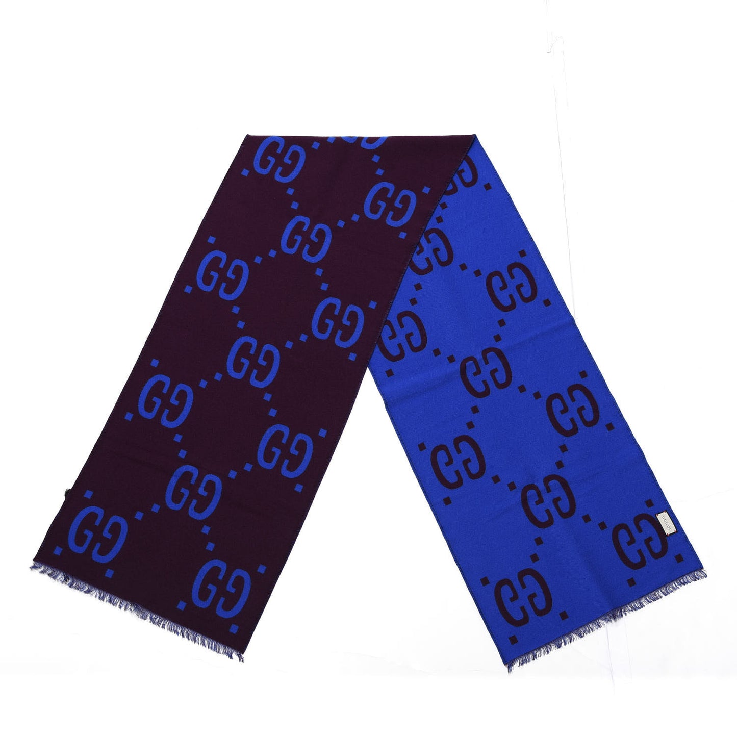 Wool Silk Monogram Jumbo GG Freedom Scarf Lacquer Blue