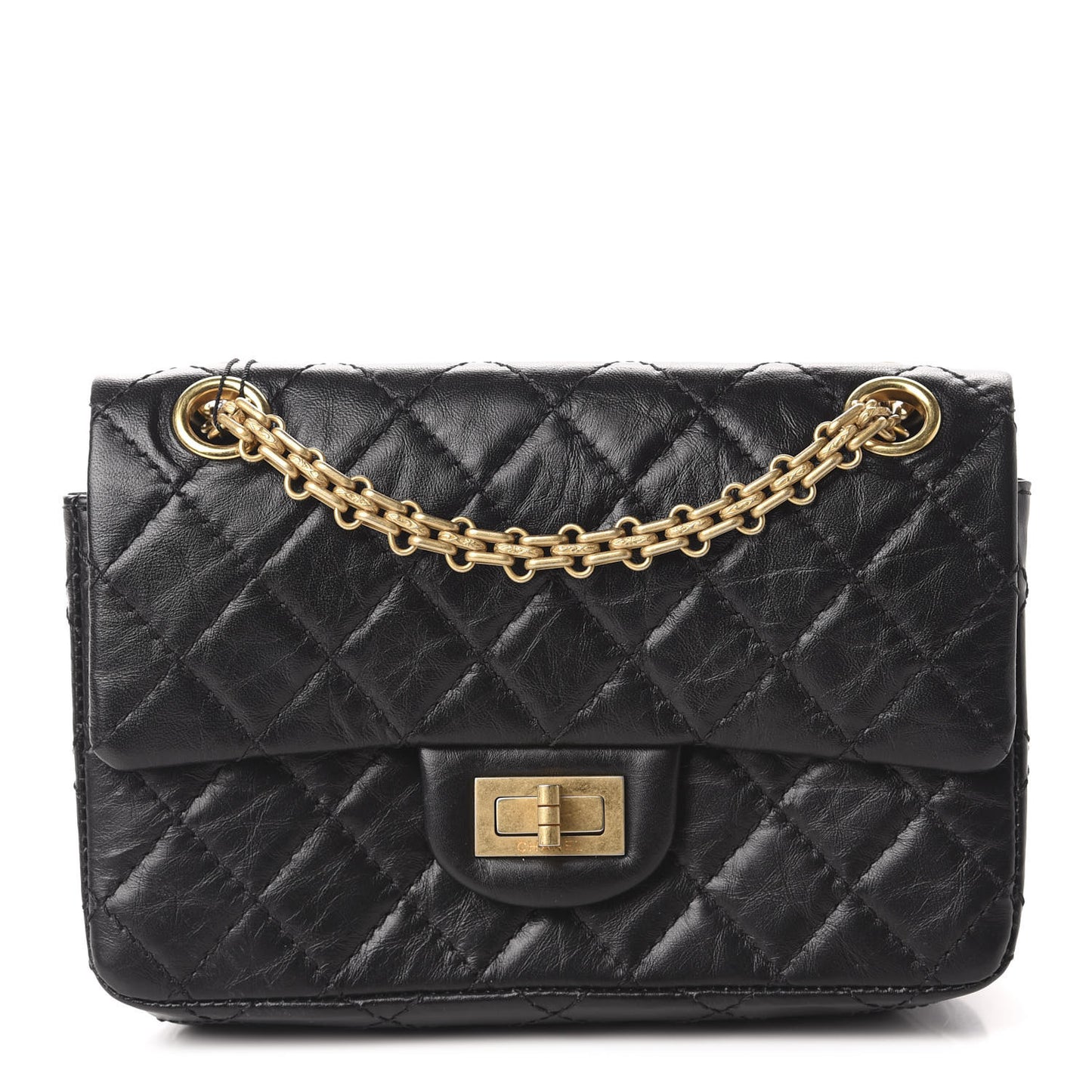 Aged Calfskin Quilted 2.55 Reissue Mini Flap Black