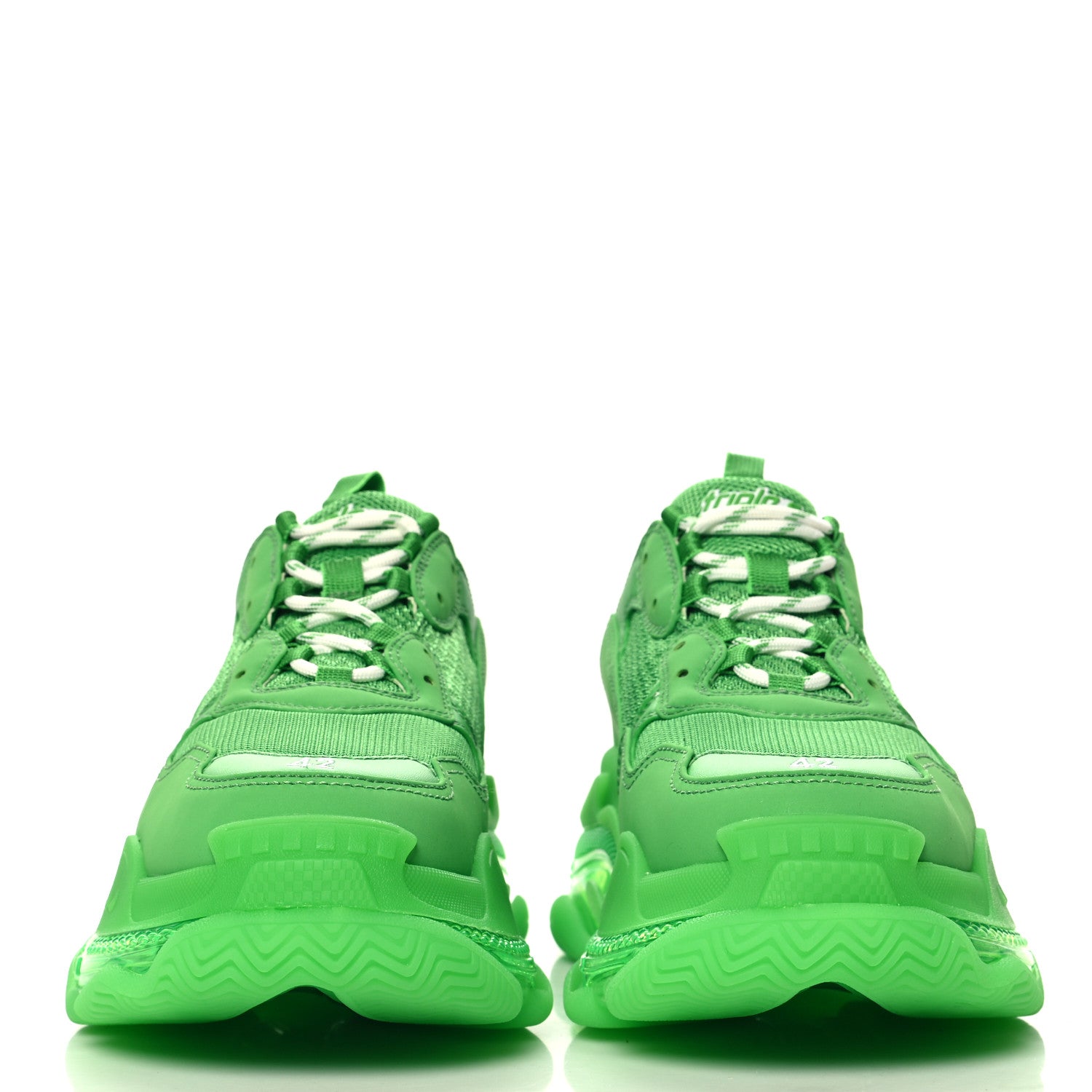 Balenciaga Fabric Mesh Clear Sole Mens Triple S Sneakers 42 Green 3 of 8