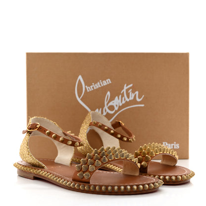 Christian Louboutin Specchio Cordorella Flat Sandals 38 Cuoio 9 of 9