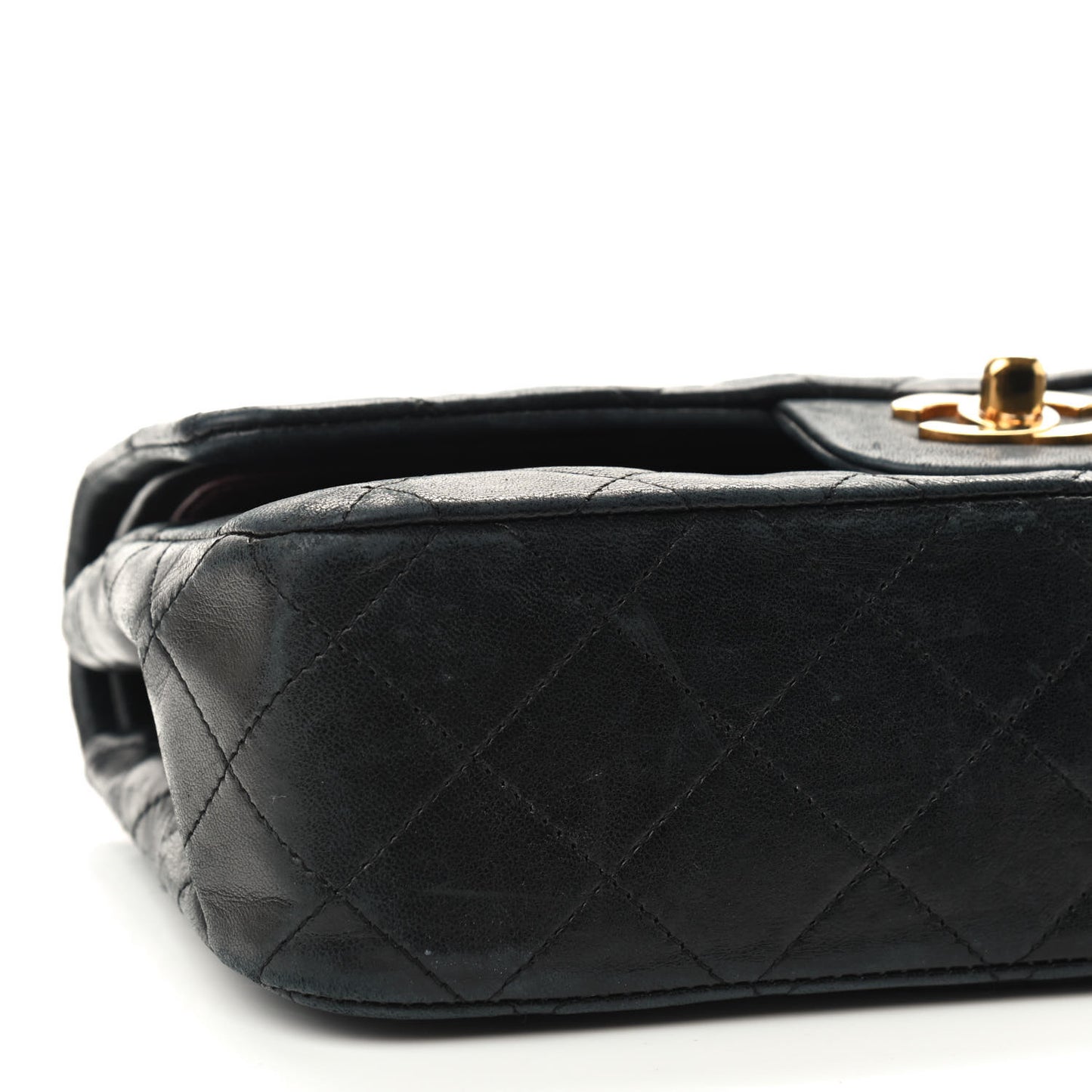 Lambskin Quilted Small Double Flap Black