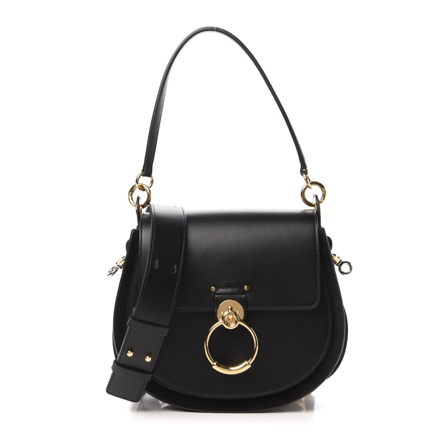 Calfskin Suede Large Tess Bag Black