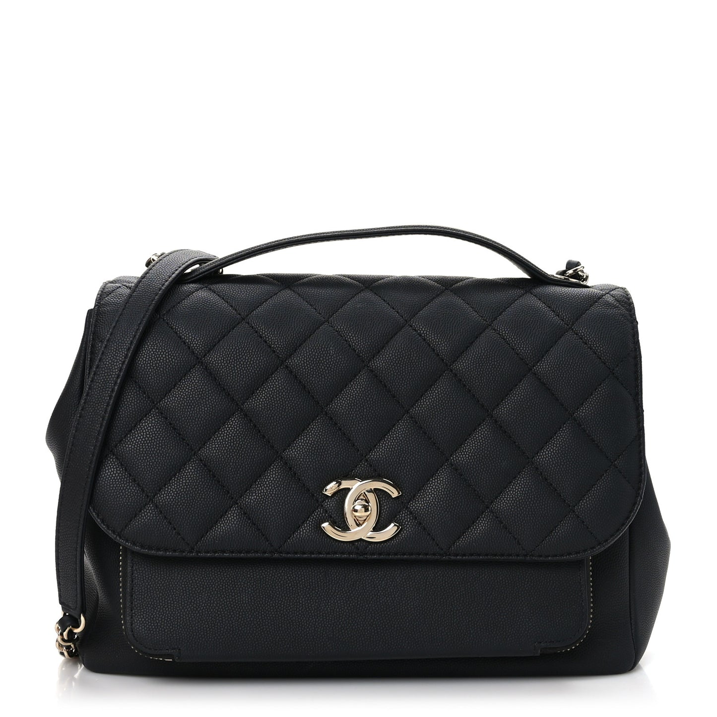 Caviar Quilted Large Business Affinity Flap Black