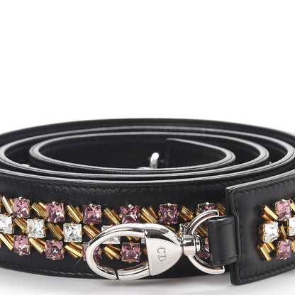 Christian Dior Lambskin Crystal Studded Shoulder Strap Black 4 of 5
