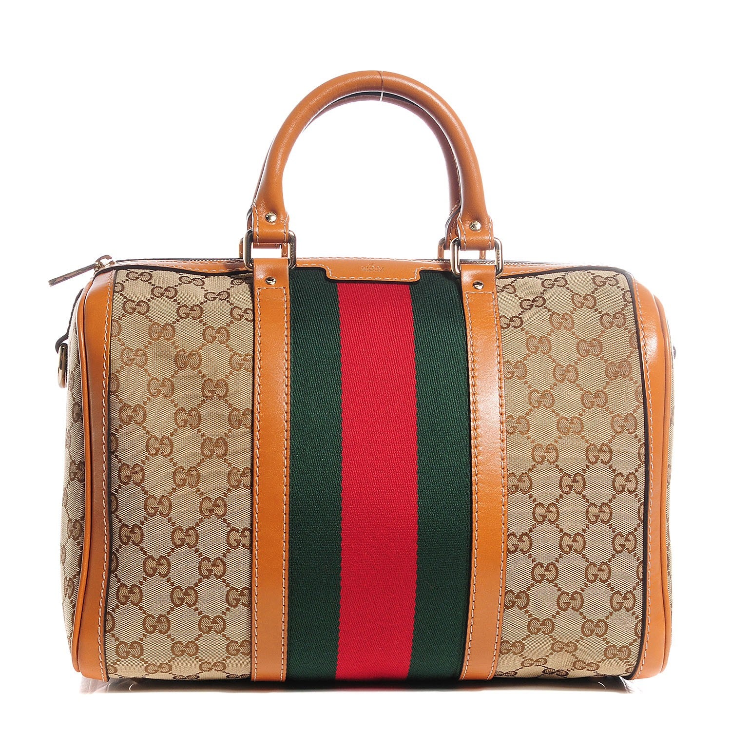 Gucci Monogram Vintage Web Medium Boston Tobacco 1 of 8