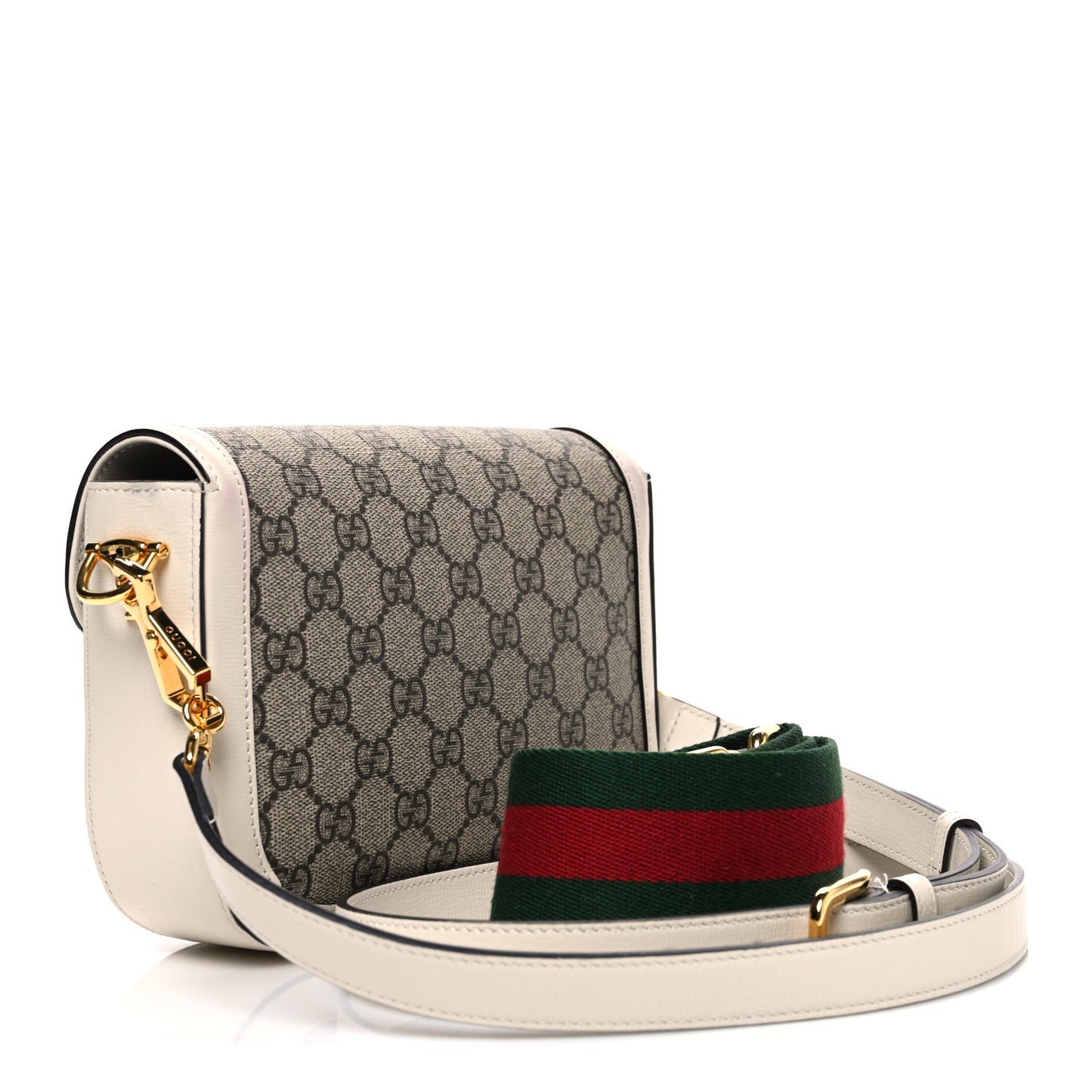 GG Supreme Monogram Textured Dollar Calfskin Web Mini Horsebit 1955 Shoulder Bag