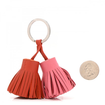 Hermes Lambskin Carmen Uno-Dos Key Holder Rose Azalee Orange Poppy 2 of 4