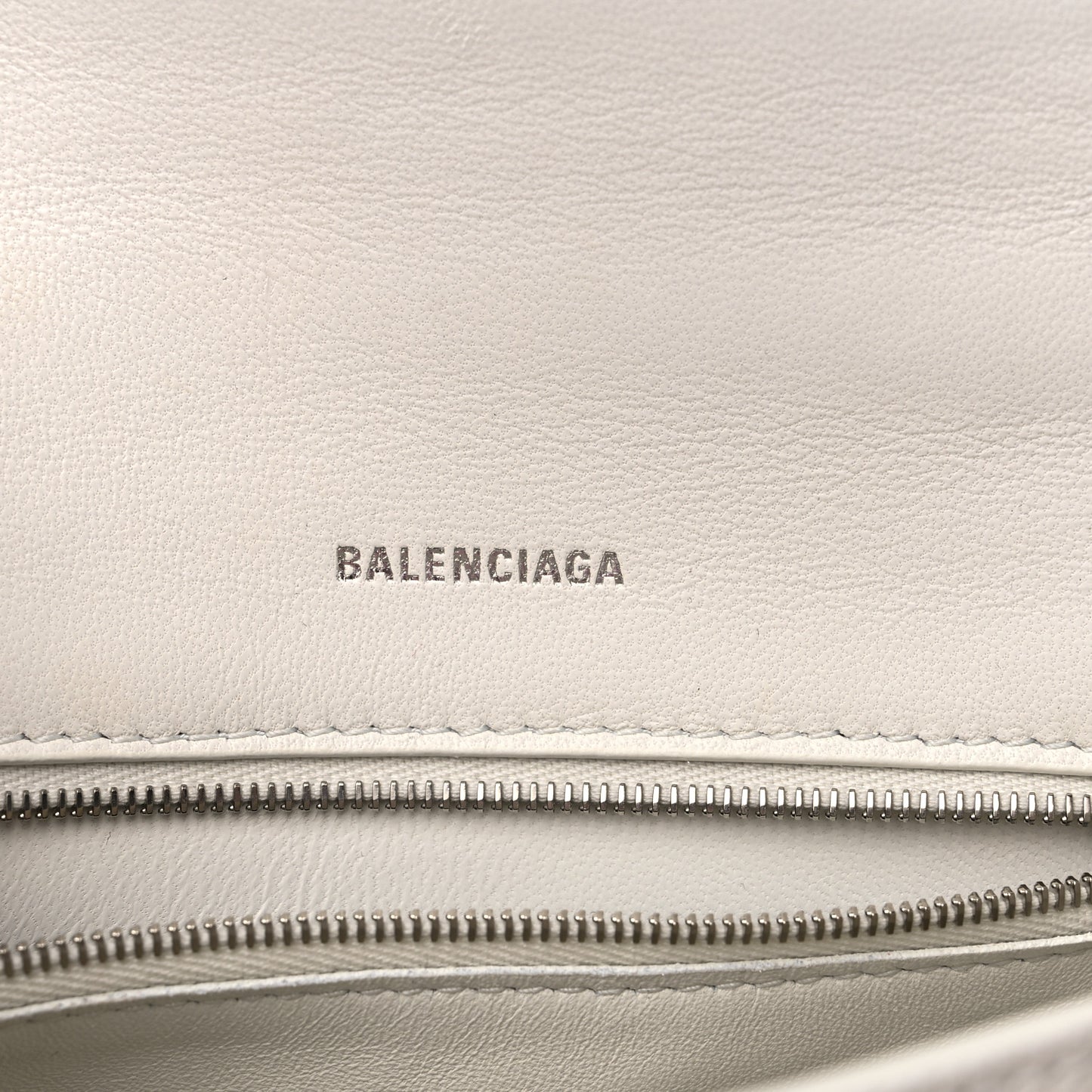 Grained Calfskin Small Hourglass Top Handle Bag White