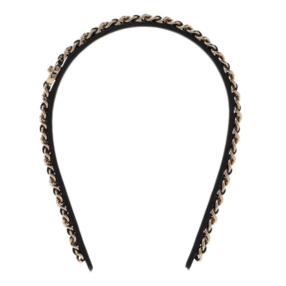 Chanel Metal Lambskin CC Turnlock Chain Headband Gold Black 3 of 6